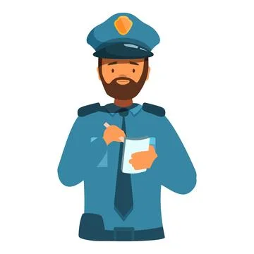 Policeman writing on notepad taking notes filling report Stock Illustration