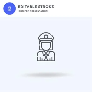 Policewoman icon vector, filled flat sign, solid pictogram isolated on white, 스톡 일러스트