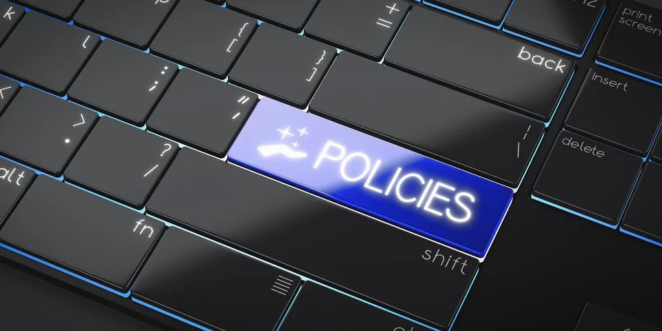 Policies - modern computer keyboard - 3D illustration Stock Illustration