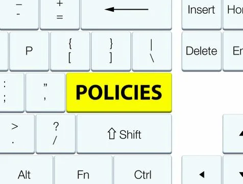 Policies yellow keyboard button Stock Illustration