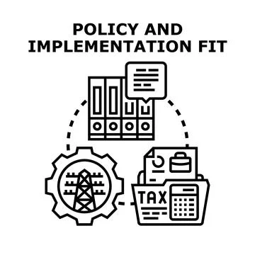 Policy and implementation fit strategy and systems Stock Illustration