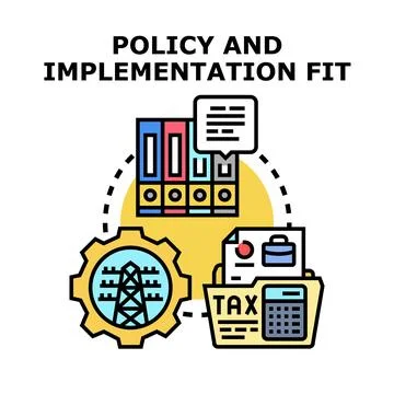 Policy and implementation fit strategy and systems Stock Illustration