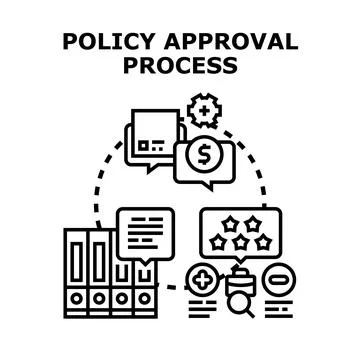 Policy approval process workflow controlling business documents Stock Illustration
