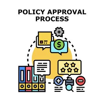 Policy approval process workflow controlling business documents Stock Illustration