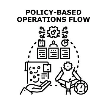 Policy based operations flow data strategy Stockillustratie