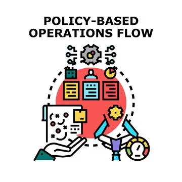 Policy based operations flow data strategy Stock Illustration