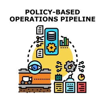 Policy based operations pipeline implementing automated management system Stock Illustration