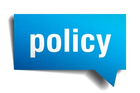 Policy blue 3d speech bubble Illustrazione stock