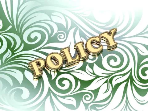 POLICY bright color letters on nice green ornament background Stock Illustration