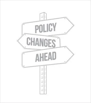 Policy changes ahead multiple destination line street sign Stock Illustration