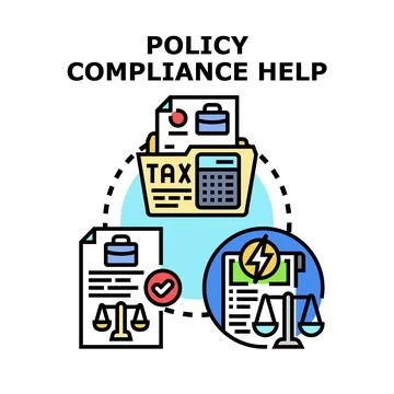 Policy compliance help regulatory document management concept Stock Illustration
