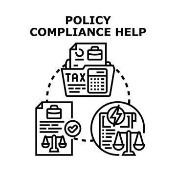 Policy compliance help regulatory document management concept Stock Illustration