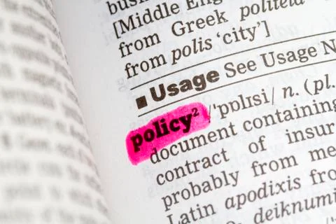 Policy  Dictionary Definition Stock Photos
