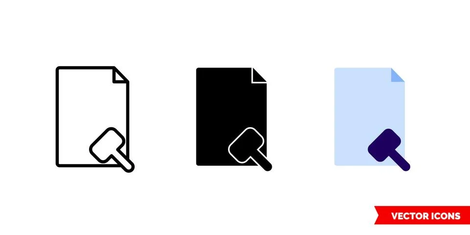 Policy document icon of 3 types. Isolated vector sign symbol. Stock Illustration