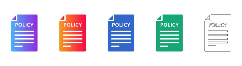 Policy Document Icon Set for Corporate Use Stock Illustration