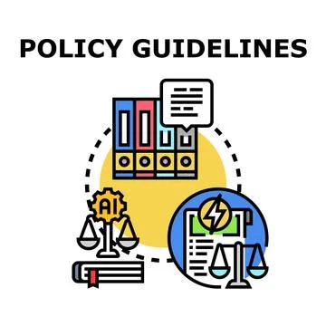 Policy guidelines establishing artificial intelligence legal regulations Stock Illustration