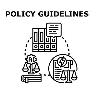 Policy guidelines establishing artificial intelligence legal regulations Stock Illustration