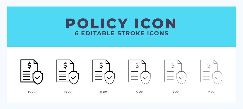 Policy icon. Regular line. Thin line. Bold line. Vector illustration. Stock Illustration