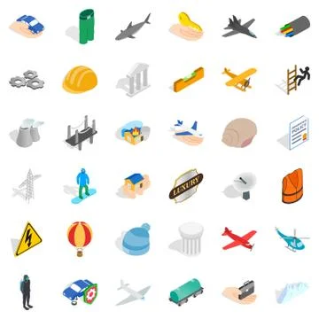 Policy icons set, isometric style Stock Illustration
