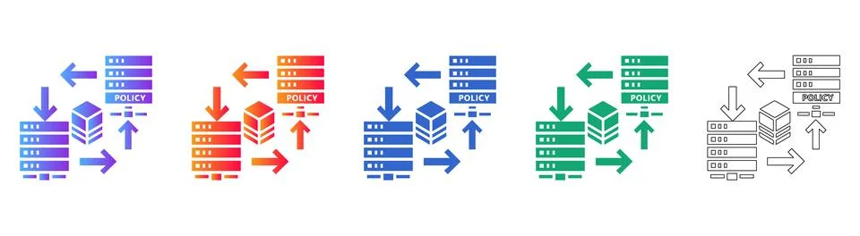 Policy Management Data Server Icons Stock Illustration