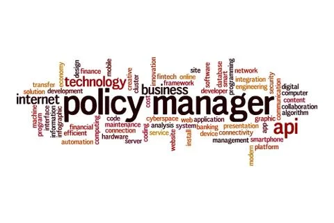 Policy manager word cloud concept Stock Illustration