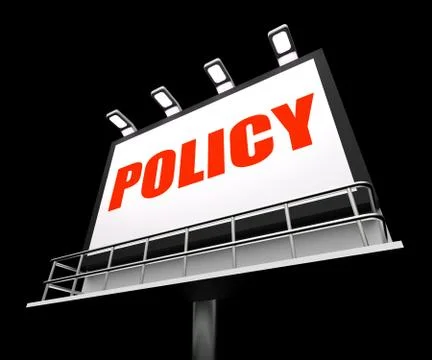 Policy media sign means code protocol and guidelines Illustrazione stock