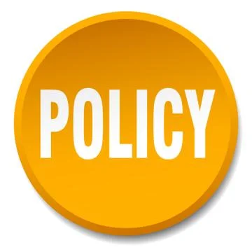 Policy orange round flat isolated push button Stock Illustration
