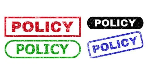 POLICY Rectangle Stamp Seals Using Grunge Texture Illustrazione stock