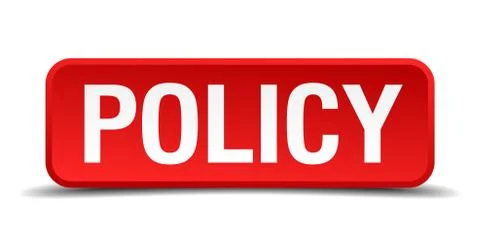 Policy red 3d square button isolated on white Stock Illustration