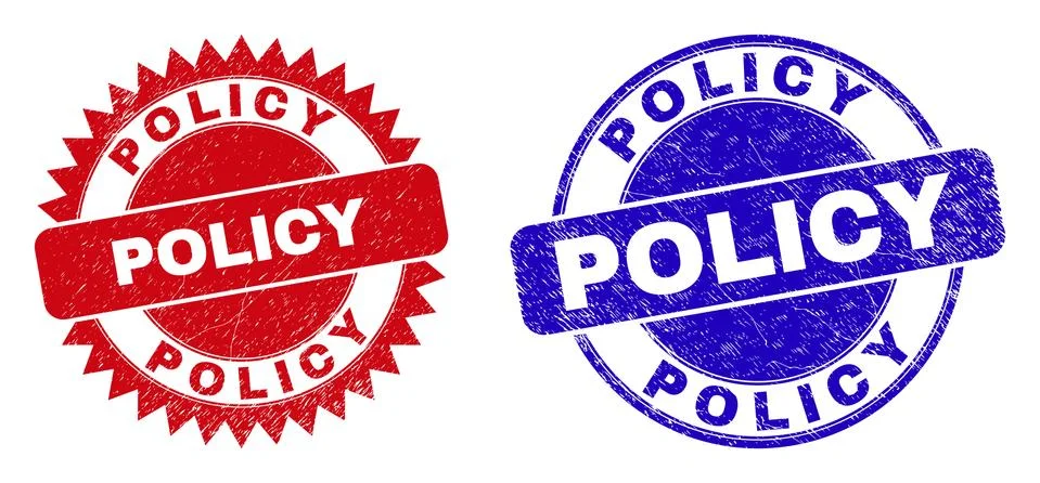 POLICY Rounded and Rosette Watermarks with Corroded Surface Stock Illustration