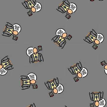 Policy scientist worker vector seamless pattern 스톡 일러스트