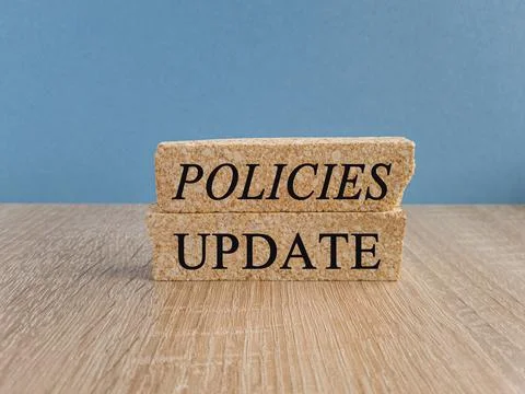 Policy update reminder concept. The message 'policies update' Stock Photos