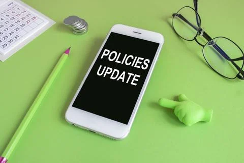 Policy update reminder concept. The message 'policies update' Stock Photos