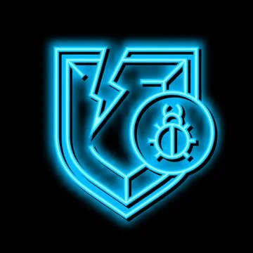 Policy virus problem neon glow icon illustration イラスト素材