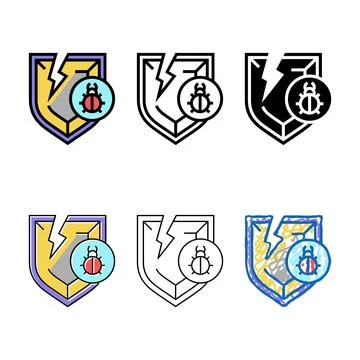 Policy virus set problem color icon vector 库存插图