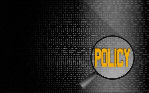 Policy word with binary background Stock Illustration