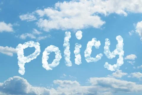 Policy word on cloud Illustrazione stock