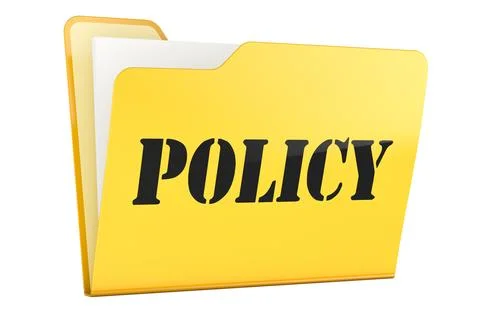 Policy, yellow document folder. 3D rendering Stock Illustration