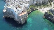 Polignano A Mare ( Bari , Italy ) Coastal Aerial Drone Footage Video Above Sea Stock Footage