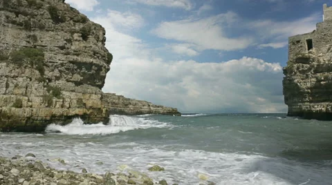Polignano a mare beach slow motion time lapse dolly 動画素材 64510550