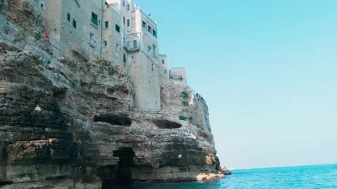 Polignano a Mare flats on cliff Video stock 229391707