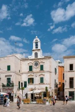 Polignano a mare,  the main square during a sunny day. Stock Photos
