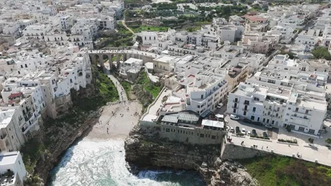 Polignano a mare - topdown backward Stock Footage 332011047