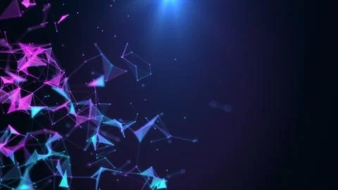 Poligonal neon background. Abstract triangular forms. Geometric VJ footage. Stock Illustration