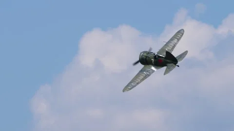 Polikarpov I-16 Soviet fighter plane flying in sky at Viva Avia airshow Stock Footage 345987505