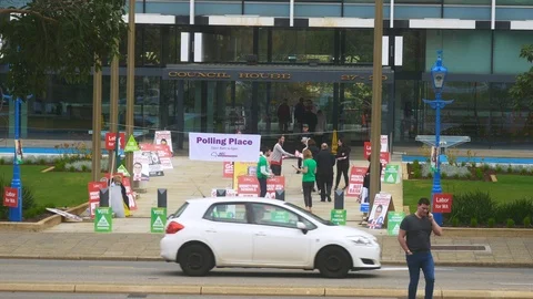 Poling place and voting for local election in Perth Stock Footage 92955840