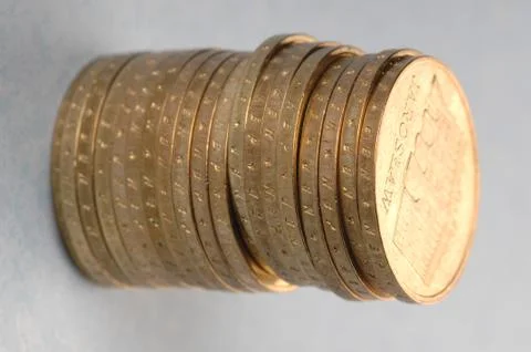 Polish 2 gold coin in the stack Stock Photos