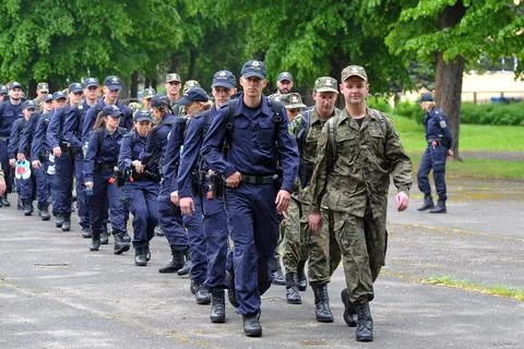 Polish border guards and the German federal police officers joint training, Kosz Stock Photos