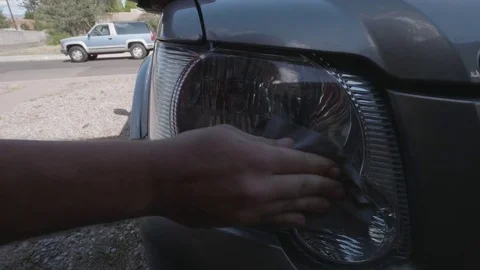 Polish Car Headlight Stock Footage 80168973