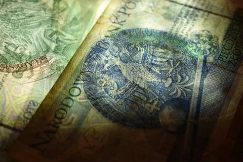 Polish currency in transparency Stock Photos